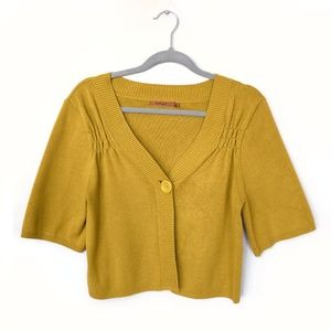 Belldini Chartreuse Cropped Cardigan Sweater